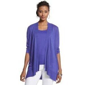 Chico's Women's Lightweight Knit Open Front Cardigan Top Perwinkle Blue Size L